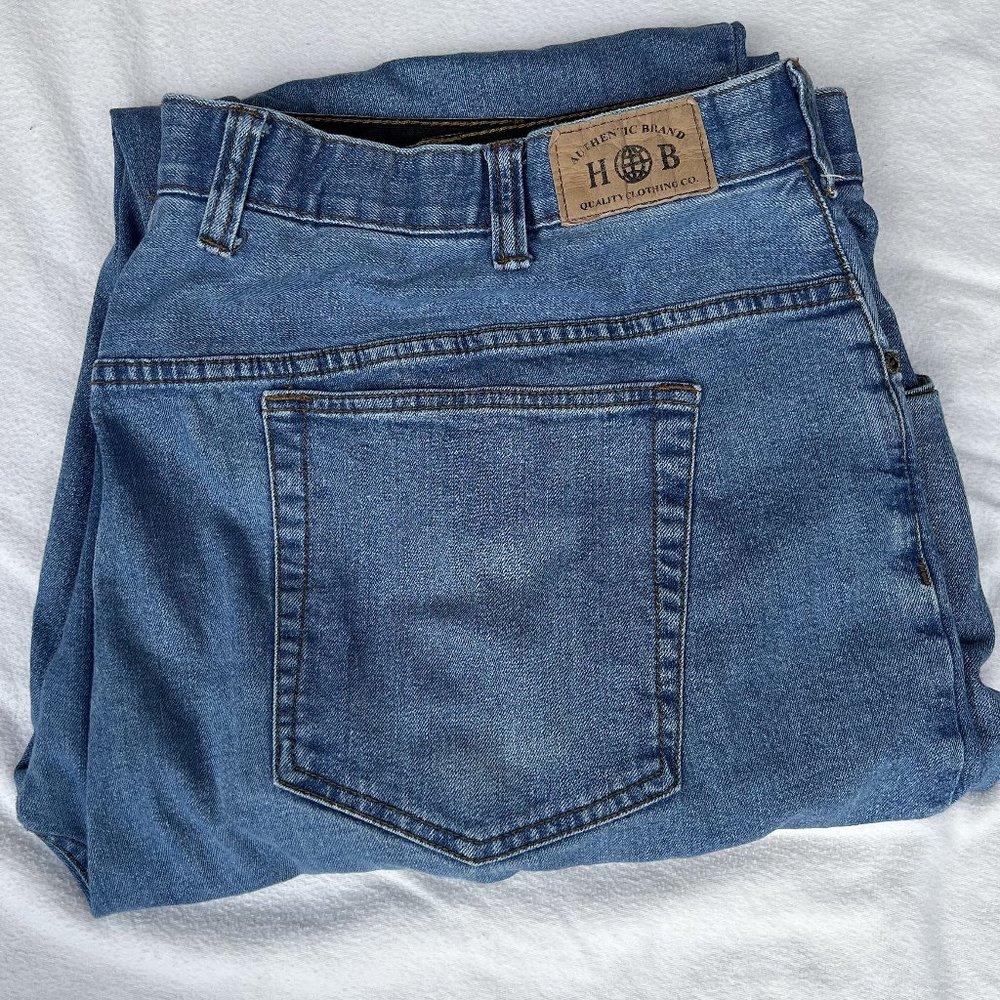 Harbor Bay relaxed fit men's riveted 5-pocket denim jeans 47x29 measured As Is